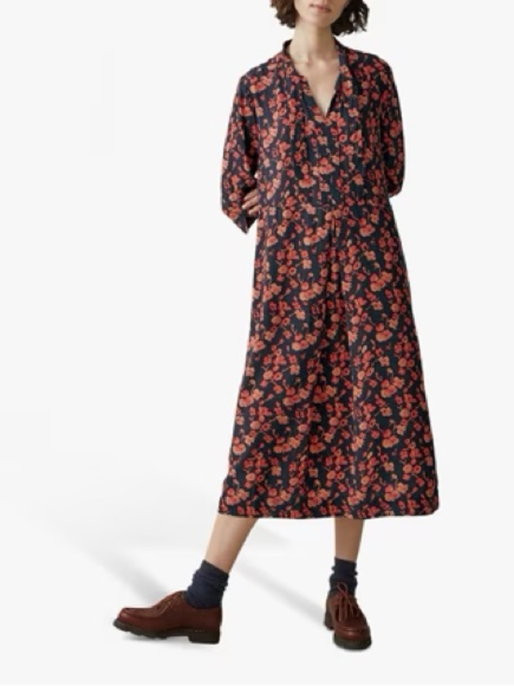 Prairie Floral Print Dress, Slate/Coral  size 18